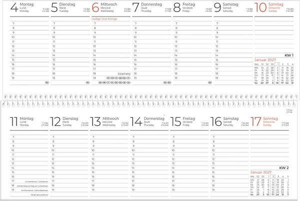 Produktbild: Tischquerkalender 1W/1S Blauer Engel 2027