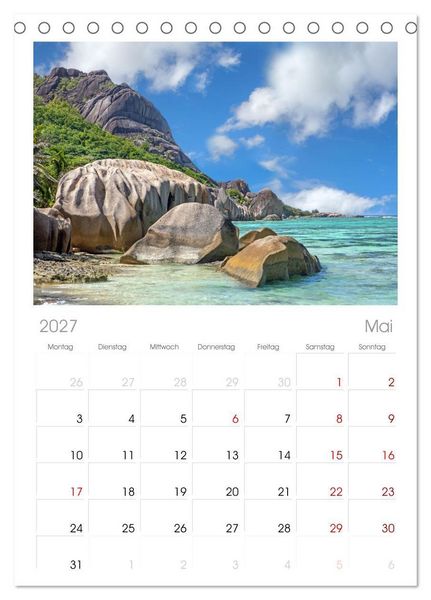 Produktbild: Tischplaner 2027 - Seychellen - Trauminseln im Indischen Ozean (A5 Tischkalender zum Aufstellen) CALVENDO