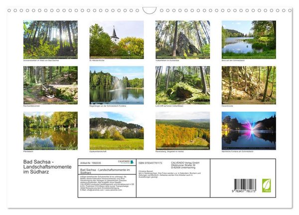 Produktbild: Bad Sachsa - Landschaftsmomente im S&uuml;dharz (Wandkalender 2026 DIN A3 quer), CALVENDO Monatskalender