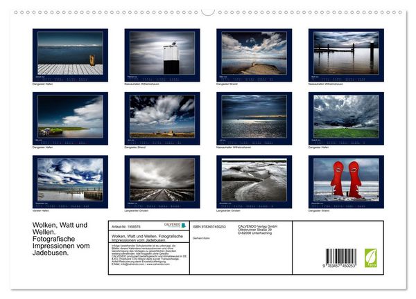 Produktbild: Wolken, Watt und Wellen. Fotografische Impressionen vom Jadebusen. (hochwertiger Premium Wandkalender 2026 DIN A2 quer), Kunstdruck in Hochglanz