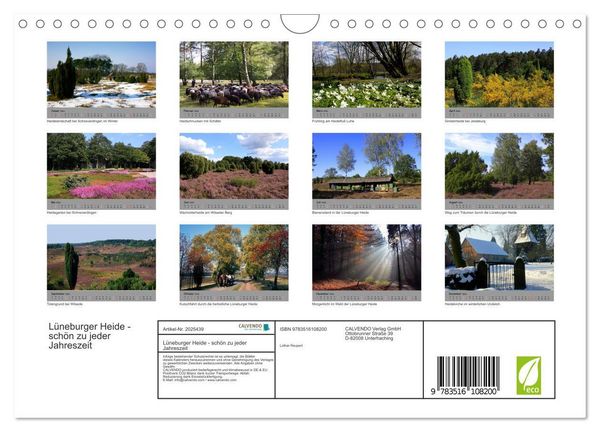 Produktbild: L&uuml;neburger Heide - sch&ouml;n zu jeder Jahreszeit (Wandkalender 2026 DIN A4 quer), CALVENDO Monatskalender