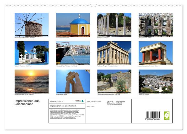 Produktbild: Impressionen aus Griechenland (hochwertiger Premium Wandkalender 2026 DIN A2 quer), Kunstdruck in Hochglanz
