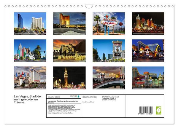 Produktbild: Las Vegas, Stadt der wahr gewordenen Tr&auml;ume (Wandkalender 2026 DIN A3 quer), CALVENDO Monatskalender