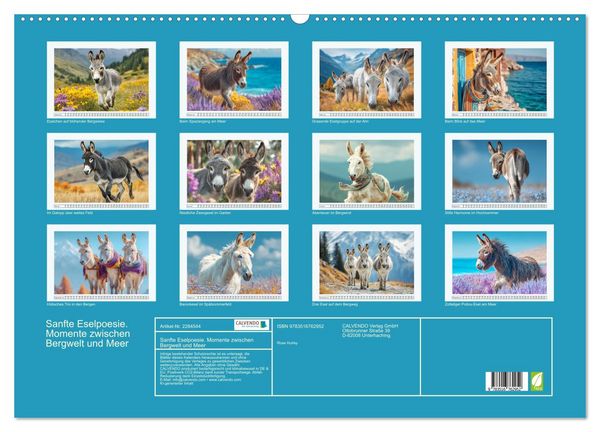 Produktbild: Sanfte Eselpoesie. Momente zwischen Bergwelt und Meer (Wandkalender 2027 DIN A2 quer), CALVENDO Monatskalender