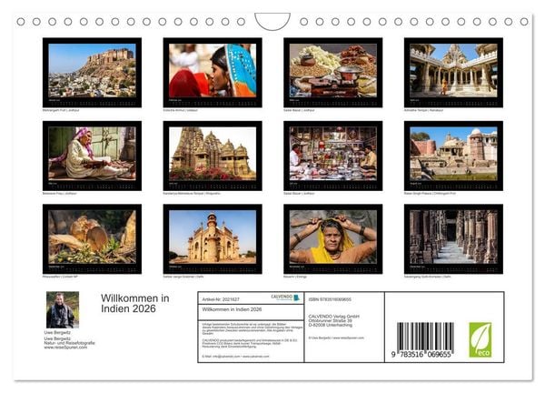 Produktbild: Willkommen in Indien 2026 (Wandkalender 2026 DIN A4 quer), CALVENDO Monatskalender