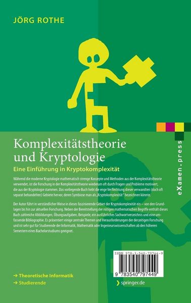 Produktbild: Komplexit&auml;tstheorie und Kryptologie