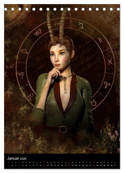 Produktbild: Unter Sternen geboren - Fantasy Tierkreis im Zeichen der Frau (Tischkalender 2026 DIN A5 hoch), CALVENDO Monatskalender