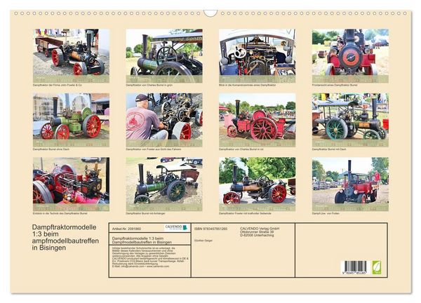Produktbild: Dampftraktormodelle 1:3 beim Dampfmodellbautreffen in Bisingen (Wandkalender 2026 DIN A2 quer), CALVENDO Monatskalender