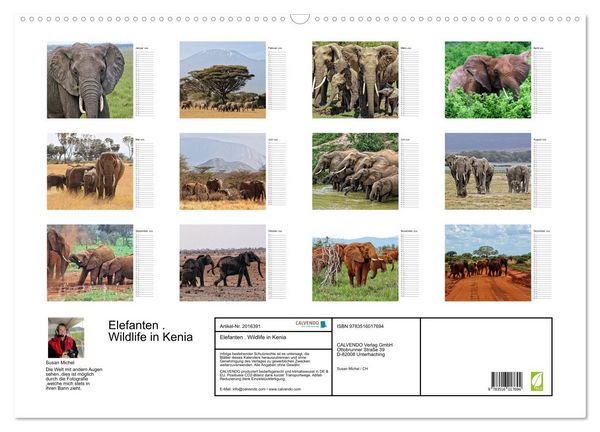 Produktbild: Elefanten . Wildlife in Kenia (Wandkalender 2026 DIN A2 quer), CALVENDO Monatskalender