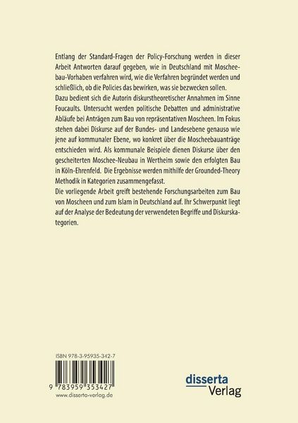 Produktbild: Policy-Diskurse um den Bau von Moscheen in Deutschland