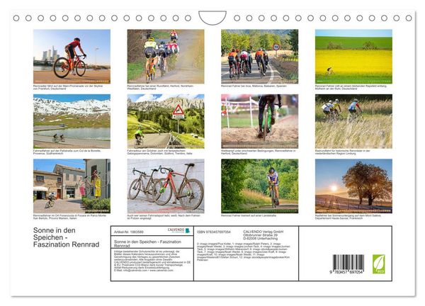 Produktbild: Sonne in den Speichen - Faszination Rennrad (Wandkalender 2026 DIN A4 quer), CALVENDO Monatskalender