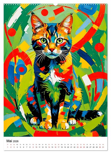 Produktbild: Pop-Art Katzen - Moderne, verr&uuml;ckte Katzenportr&auml;ts (Wandkalender 2026 DIN A2 hoch), CALVENDO Monatskalender