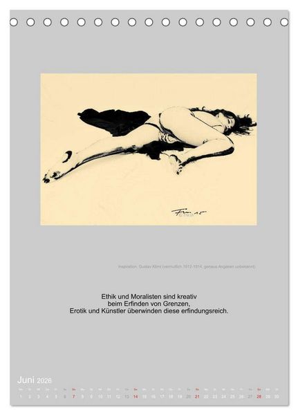Produktbild: EROTISCHE BODYPAINTING ZITATE - HOMMAGE AN KLIMT, SCHIELE UND PICASSO (Tischkalender 2026 DIN A5 hoch), CALVENDO Monatskalender