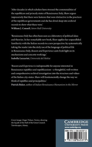Produktbild: Reason and Experience in Renaissance Italy