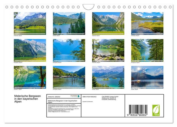 Produktbild: Malerische Bergseen in den bayerischen Alpen (Wandkalender 2027 DIN A4 quer), CALVENDO Monatskalender