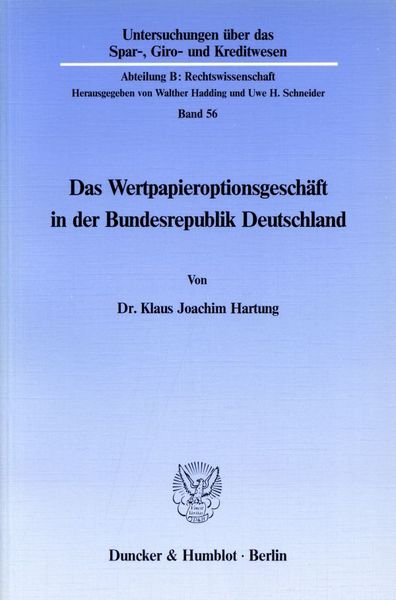 Produktbild: Das Wertpapieroptionsgesch&auml;ft in der Bundesrepublik Deutschland.