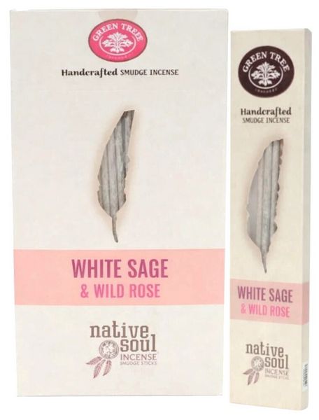 Produktbild: Green Tree Native Soul Smudge Incense "White Sage & Wild Rose" 15gr. (8 Sticks)