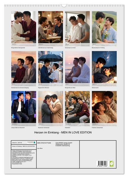 Produktbild: Herzen im Einklang - MEN IN LOVE EDITION (Wandkalender 2027 DIN A2 hoch), CALVENDO Monatskalender