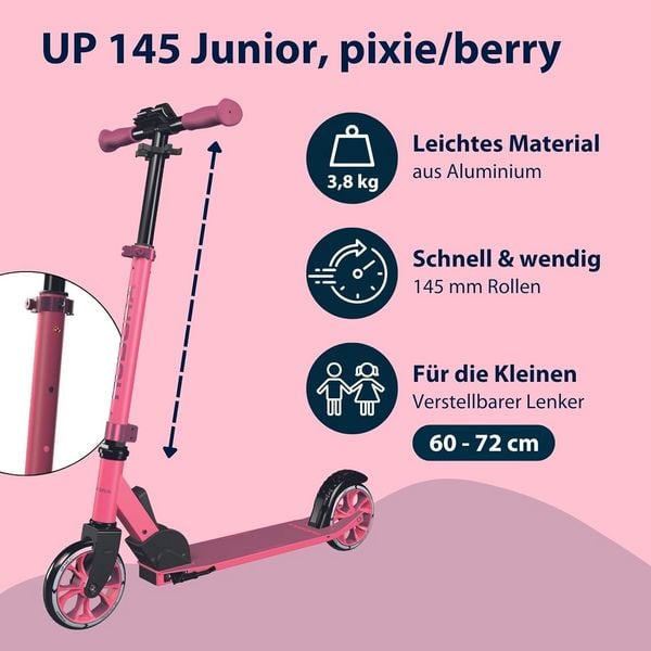 Produktbild: HUDORA 14471 - Scooter Up 145 Junior, pixie/berry, Alu-Cityroller ab 3 Jahren