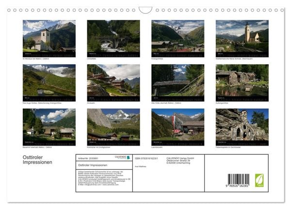 Produktbild: Osttiroler Impressionen (Wandkalender 2026 DIN A3 quer), CALVENDO Monatskalender