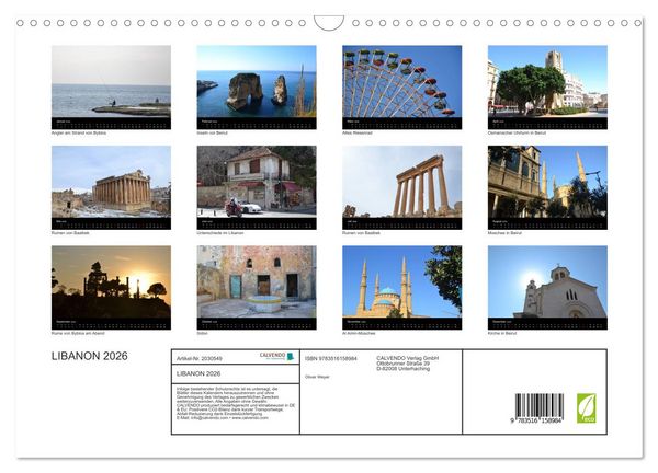 Produktbild: LIBANON 2026 (Wandkalender 2026 DIN A3 quer), CALVENDO Monatskalender
