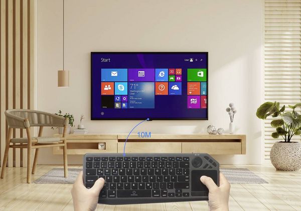Produktbild: Renkforce RF-WLBTKB-300 Bluetooth&reg;, Funk Tastatur Deutsch, QWERTZ Schwarz Integriertes Touchpad, Wiederaufladbar, Multipair-Funktion