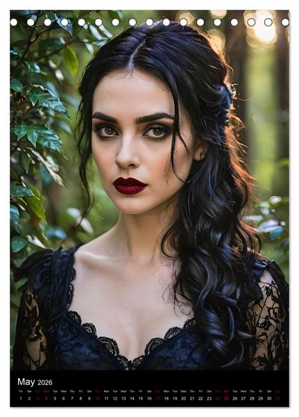 Produktbild: AI Gothic world - Mystical beauties of the night (Desk Calendar 2026 DIN A5 portrait), CALVENDO 12 Month DeskCalendar