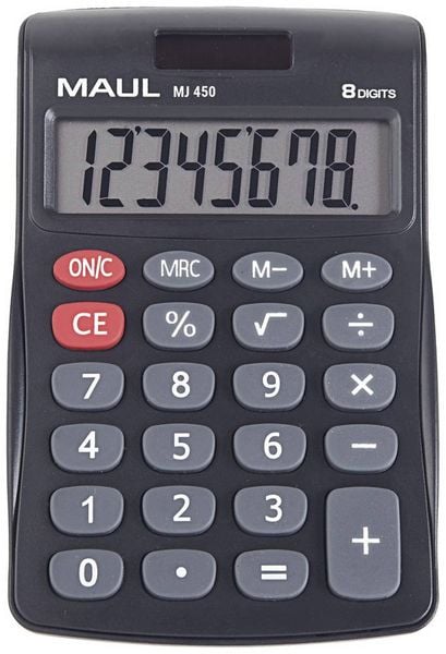 Produktbild: Maul MJ 450 Tischrechner Schwarz Display (Stellen): 8 batteriebetrieben, solarbetrieben (B x H) 113 mm x 72 mm