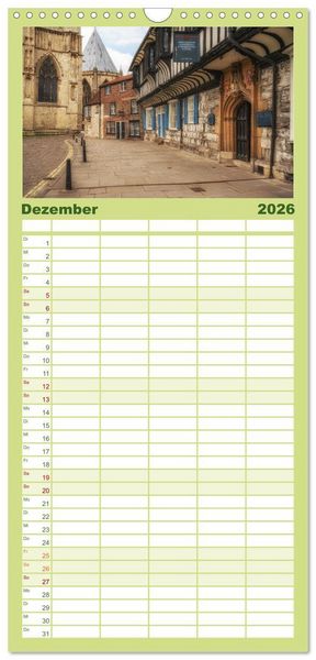 Produktbild: Familienplaner 2026 - Yorkshire - Dales und Coast mit 5 Spalten (Wandkalender, 21 x 45 cm) CALVENDO