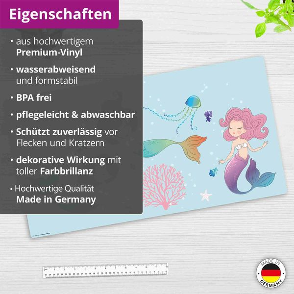 Produktbild: Cover-your-desk Schreibtischunterlage f&uuml;r Kinder Drei Meerjungfrauen, aus hochwertigem Vinyl , 74 x 40 cm