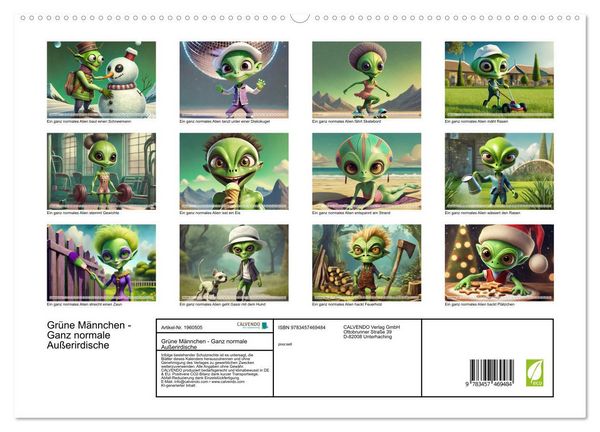 Produktbild: Gr&uuml;ne M&auml;nnchen - Ganz normale Au&szlig;erirdische (hochwertiger Premium Wandkalender 2026 DIN A2 quer), Kunstdruck in Hochglanz