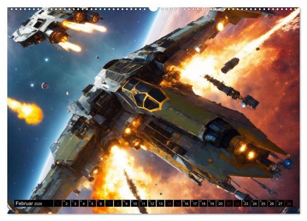 Produktbild: Futuristische Weltraumschlachten (hochwertiger Premium Wandkalender 2026 DIN A2 quer), Kunstdruck in Hochglanz
