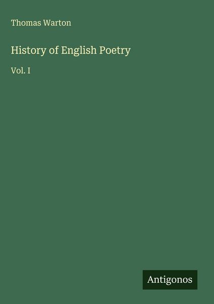 Produktbild: History of English Poetry