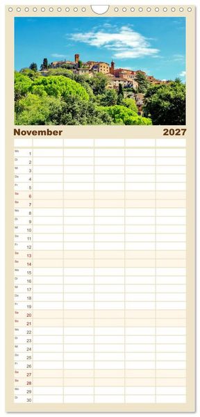Produktbild: Familienplaner 2027 - Toskana - Etruskische K&uuml;ste mit 5 Spalten (Wandkalender, 21 x 45 cm) CALVENDO