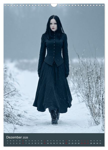 Produktbild: Gothic Girls - d&uuml;stere Frauen in schwarzer Gothic-Kleidung (Wandkalender 2026 DIN A3 hoch), CALVENDO Monatskalender
