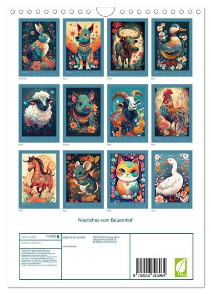 Produktbild: Niedliches vom Bauernhof (Wandkalender 2026 DIN A4 hoch), CALVENDO Monatskalender