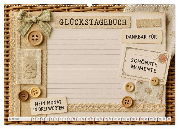 Produktbild: L&auml;cheln sammeln - Dein pers&ouml;nlicher Gl&uuml;ckskalender zum Mitgestalten (hochwertiger Premium Wandkalender 2026 DIN A2 quer), Kunstdruck in Hochglanz