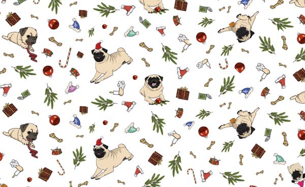 Produktbild: Geschenkpapier Set Mops Weihnachten