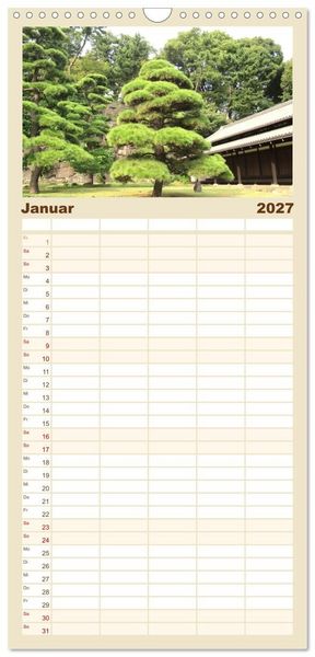 Produktbild: Familienplaner 2027 - Die Natur Japans mit 5 Spalten (Wandkalender, 21 x 45 cm) CALVENDO