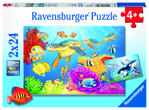 Produktbild: Puzzle Ravensburger Kunterbunte Unterwasserwelt 2 X 24 Teile
