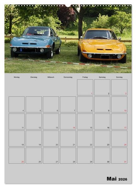 Produktbild: Opel GT Terminplaner (hochwertiger Premium Wandkalender 2026 DIN A2 hoch), Kunstdruck in Hochglanz