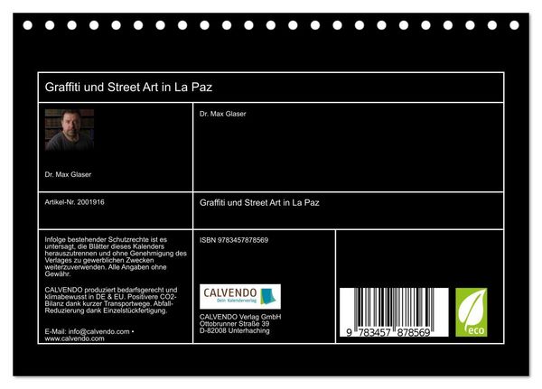Produktbild: Graffiti und Street Art in La Paz (Tischkalender 2026 DIN A5 quer), CALVENDO Monatskalender