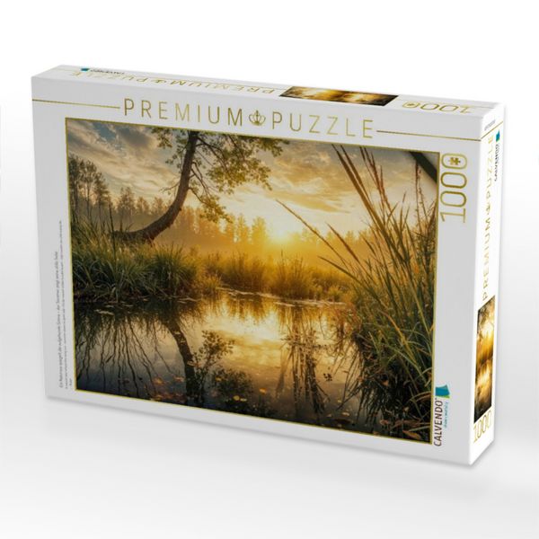Produktbild: CALVENDO Puzzle Ein Natursee spiegelt die aufgehende Sonne - der Sommer zeigt seine stille Seite | 1000 Teile Lege-Gr&ouml;&szlig;e 64x48cm Foto-Puzzle f&uuml;r gl&uuml;ck