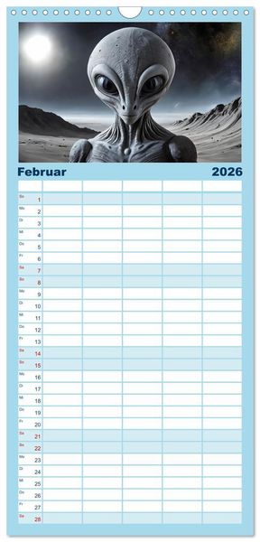 Produktbild: Familienplaner 2026 - Aliens auf Tour mit 5 Spalten (Wandkalender, 21 x 45 cm) CALVENDO