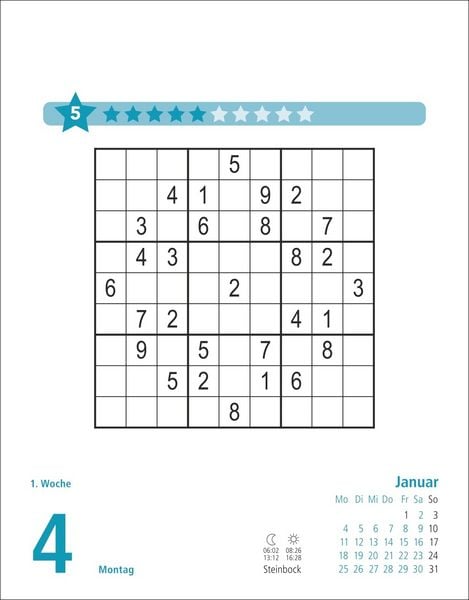 Produktbild: Stefan Heine Sudoku mittel bis schwierig Tagesabrei&szlig;kalender 2027