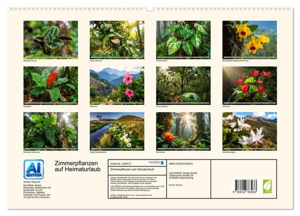 Produktbild: Zimmerpflanzen auf Heimaturlaub (hochwertiger Premium Wandkalender 2027 DIN A2 quer), Kunstdruck in Hochglanz