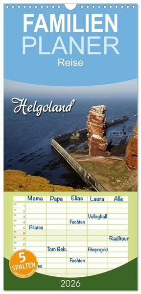 Produktbild: Familienplaner 2026 - Helgoland mit 5 Spalten (Wandkalender, 21 x 45 cm) CALVENDO