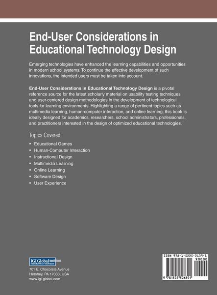 Produktbild: End-User Considerations in Educational Technology Design