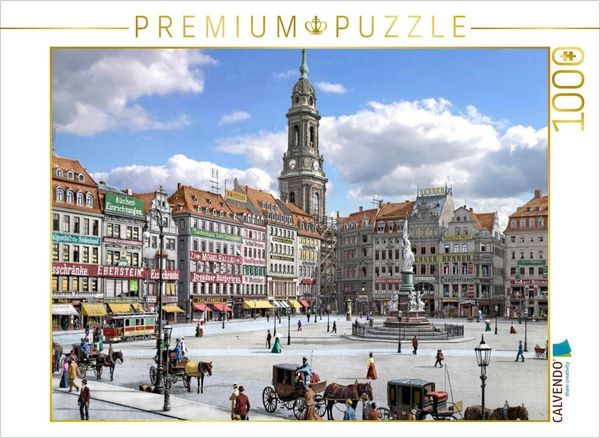 Produktbild: CALVENDO Puzzle Dresden - Kreuzkirche und Altmarkt um 1900 | 1000 Teile Lege-Gr&ouml;&szlig;e 64x48cm Foto-Puzzle f&uuml;r gl&uuml;ckliche Stunden
