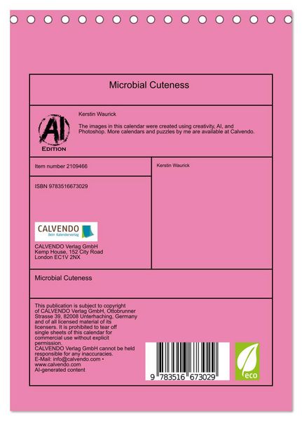 Produktbild: Microbial Cuteness (Desk Calendar 2026 DIN A5 portrait), CALVENDO 12 Month DeskCalendar